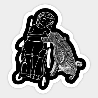 Disabled girl and therapy dog Sticker